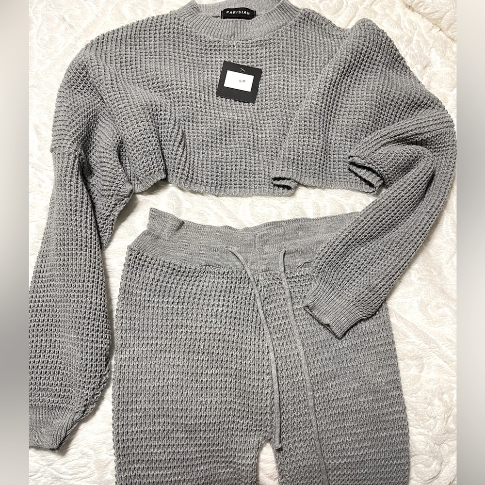 Crop top knit 2 piece set